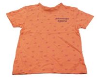 Oranžové tričko s palmami a nápisem Primark