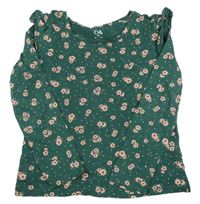 Zelené triko s květinami květinami C&A