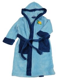 Světlemodro-tmavomodrý chlupatý župan se želvou Lupilu