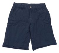Tmavomodré plátěné chino kraťasy Bonprix