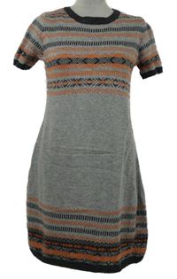 Dámské šedé svetrové vlněné šaty se vzorem Benotti