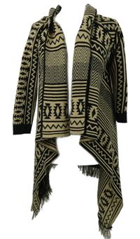 Dámský černo-béžový vzorovaný svetrový pléd Slick