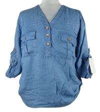 Dámská modrá halenka riflového vzhledu 