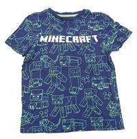 Tmavomodré vzorované pyžamové tričko - Minecraft