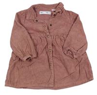 Starorůžové manšestové košilové šaty Zara