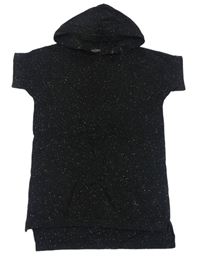 Černé melírované pletené tričko s kapucí zn. Next