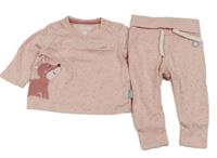 2set - Světlerůžové puntíkaté triko s liškou + tepláky 