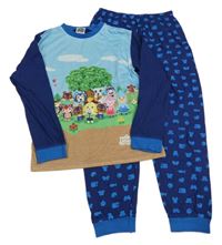 Světle-tmavomodré pyžamo se zvířaty 