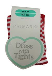 Nové - Červeno-bílé pruhované punčocháče Primark