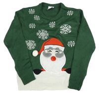 Tmavozelený svetr se Santou a vločkami Lily & Dan