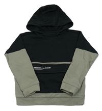 Černo-šedá mikina s kapsou a kapucí Nutmeg