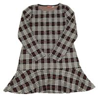 Šedo-černo-červené kostkované úpletové šaty Pepperts