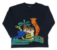 Tmavomodré triko se zvířátky Next