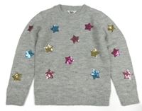 Šedý melírovaný svetr s hvězdami z flitrů M&Co.