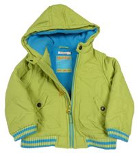 Zelená šusťáková zateplená bunda s kapucí Bluezoo