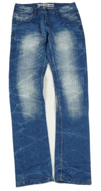 Modré rifle ošoupaného vzhledu Scamops