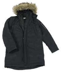 Černá šusťáková zimní bunda s kapucí H&M