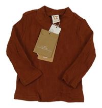 Nové - Rezavé žebrované triko 