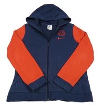 Tmavomodro-červená propínací mikina s míčem a kapucí Nike