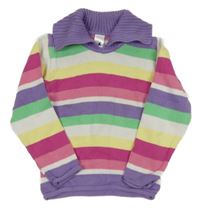 Barevný pruhovaný svetr s límcem C&A