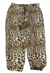 Smetanovo-hnědé leopardí lehké kalhoty H&M