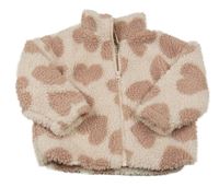Světlerůžová huňatá podšitá bunda se srdíčky Matalan