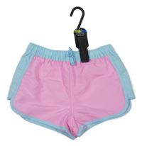 Nové - Světlemodro-růžové šusťákové kraťasy Dunnes
