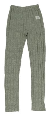 Zelenkavo-šedé melírované úpletové legíny 