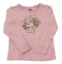 Růžové pyžamové triko s PAW PATROL - Skye C&A