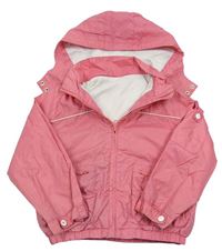 Růžová šusťáková jarní bunda s kapucí