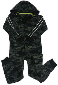 Černo-šedá army tepláková kombinéza s kapucí Matalan