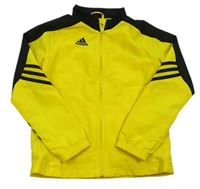 Žluto-černá šusťáková sportovní bunda s pruhy Adidas 