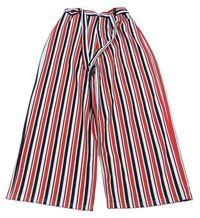 Červeno-černo-bílé pruhované culottes kalhoty s páskem New Look