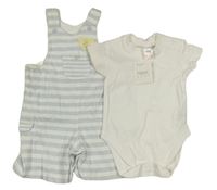 2set - Pruhované bavlněné laclové kraťasy + bílé body Next
