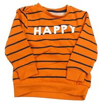 Oranžovo-tmavomodrá mikina s nápisem zn. Primark