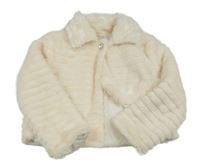 Pudrový kožešinový podšitý crop kabátek zn. St. Bernard