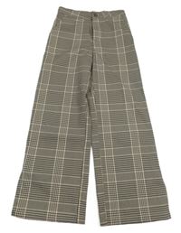 Béžovo-černé kostkované straight kalhoty H&M