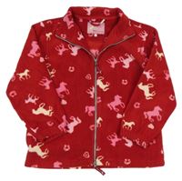 Červená fleecová propínací mikina s koníky TCM