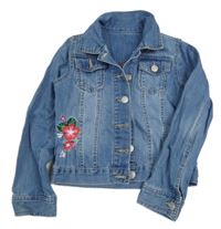 Modrá riflová bunda s kytičkami St. Bernard