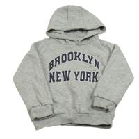 Šedá mikina s nápisem a kapucí F&F