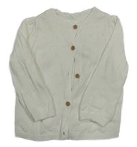 Bílý vzorovaný propínací svetr 