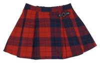 Červeno-tmavomodrá kostkovaná vlněná sukně F&F