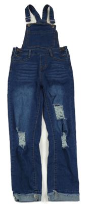 Tmavomodré laclové rifle s prošoupáním Shein