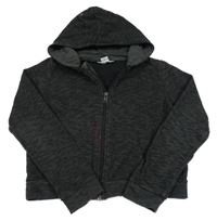 Antracitová melírovaná propínací crop mikina s kapucí H&M