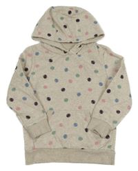 Béžová melírovaná mikina s puntíky a kapucí Topolino