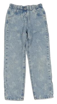 Světlemodré batikované rifle s motýly Dopodopo