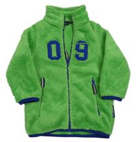 Zelená chlupatá propínací mikina s číslem a rolákem On the peak