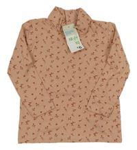 Nové - Starorůžové triko s kytičkami a rolákem Primark