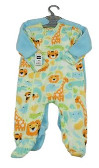 Nové - Pomněnkový + světlezelený fleecový overal se zvířátky Dunnes