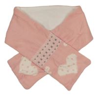 Růžová pletená podšitá šála se srdíčky X-mail